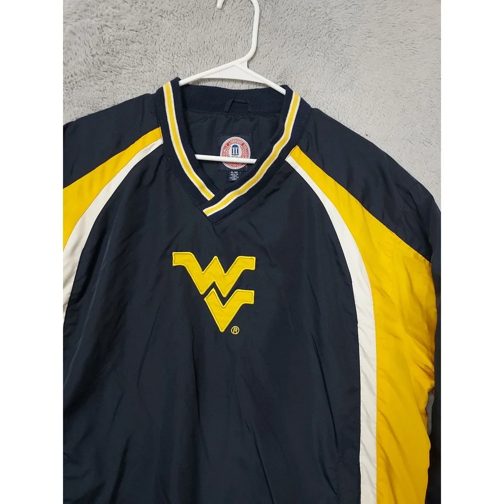 Vintage West Virginia Jacket Mena XL Embroidered Lined Windbreaker WVU Navy Blue